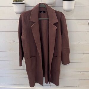 Open-Front Longline Cardigan in Mauve